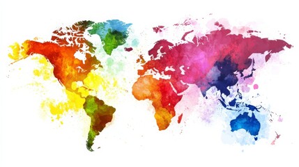 Vibrant World Map in Colorful Abstract Design