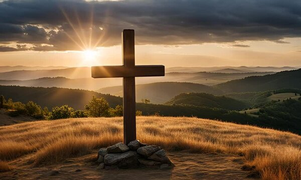 Crucifixion Of Jesus Christ At Sunrise