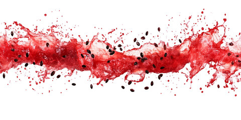 Exciting visual representation of dynamic watermelon burst, captured and isolated on pristine white