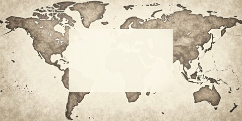 A Blank Space for Global Exploration  Antique World Map Background with a Central Rectangular Area Ideal for Text or Image Insertion
