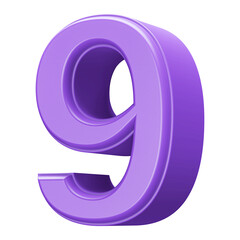 3D Purple Number 9