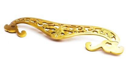 Obraz premium Beautiful golden decorative element in an elegant cut out form, Delicate and shiny for various decorative purposes, Ideal for adding a touch of luxury to any setting.