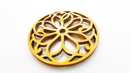 Beautiful golden decorative element in an elegant cut out form, Delicate and shiny for various decorative purposes, Ideal for adding a touch of luxury to any setting.