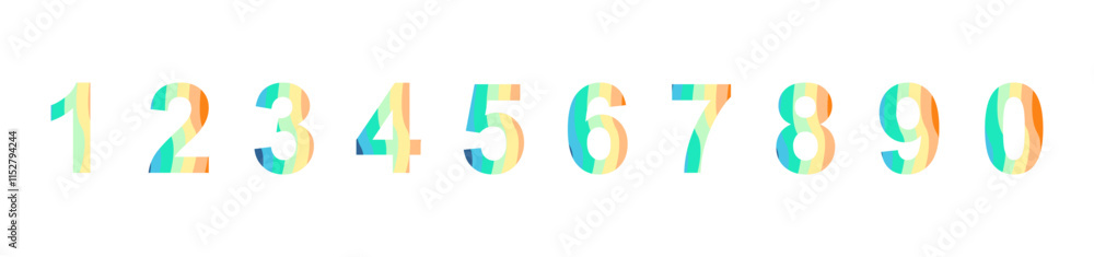 Poster rainbow gradient colored consecutive numbers. ten numbers from one to zero. number concept vector il