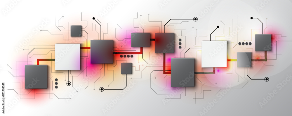 Poster abstract geometric technology background image communication network circuit board