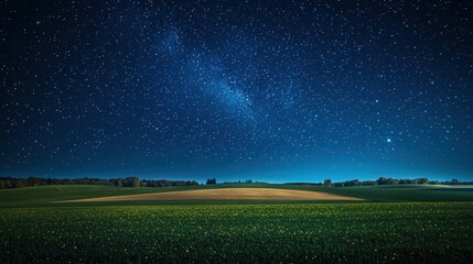 Starry Sky Over Rolling Farmland
