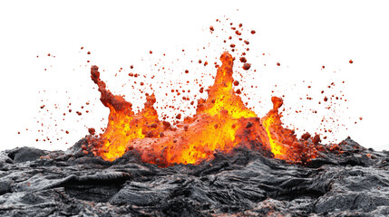 Visually captivating image of magma creating a dynamic splash against a pure white backdrop