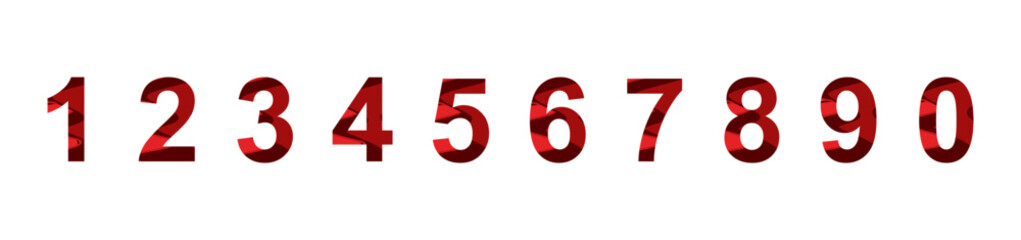 the love symbol is red on consecutive numbers. Ten numbers from one to zero. Number love symbol concept vector illustration isolated on white background. stock illustration,