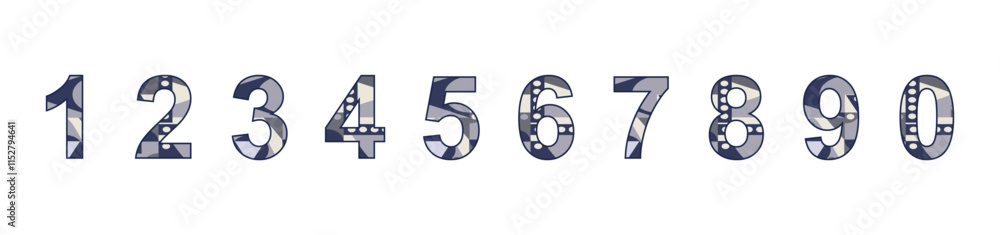 Aufkleber industrial theme abstract set on numbers in a row. ten numbers from one to zero. number abstract con