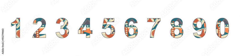 Aufkleber industrial theme abstract set on numbers in a row. ten numbers from one to zero. number abstract con