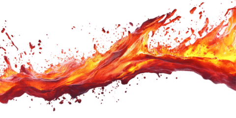 Visually striking representation of lava splashing, isolated on a bright white backdrop