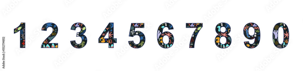 Aufkleber abstract set on consecutive numbers. ten numbers from one to zero. number abstract concept vector il