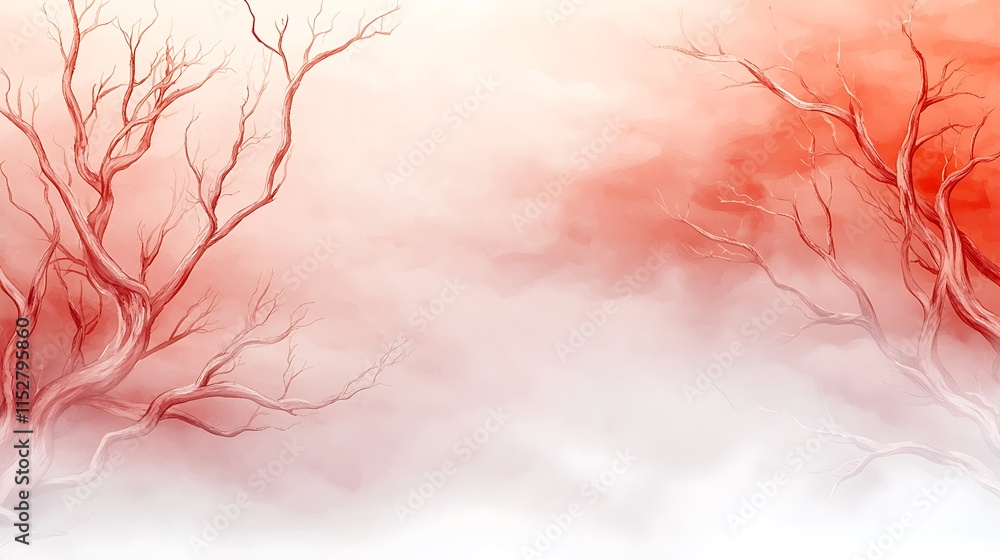 Poster Mysterious misty landscape with bleak trees ethereal atmosphere artistic style calm setting