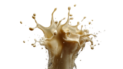 A visually arresting image of a vanilla milkshake splash, frozen mid-action, ideal for advertisements or high-impact marketing campaigns