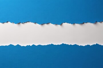Fototapeta premium there is a blue and white background with a torn paper