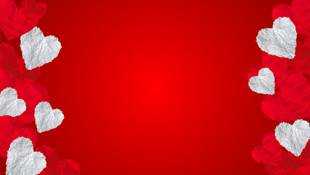 Valentine's Day background, red white paper love heart symbol on a red background