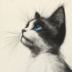見上げる可愛い猫のイラスト