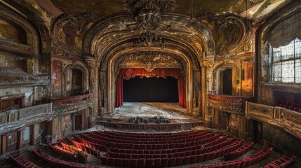 Obraz premium Majestic Ruins: An Abandoned Theatre's Grand Decay