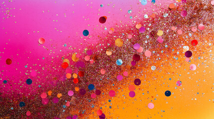 Colorful glitter and confetti on a bright gradient background. event posters, party invitations, pop art
