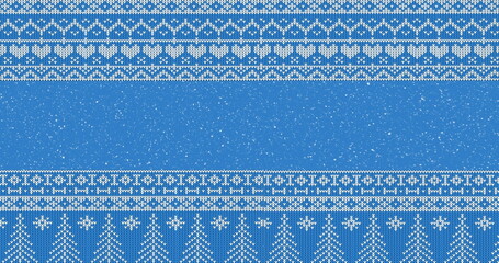 Image of christmas text over christmas decorations and santa claus on blue background