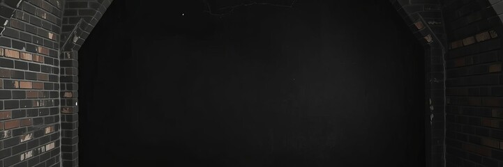 Black painted brick wall with a section left empty, background, black