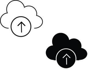 Set of line icons related to cloud computing, cloud service. Outline icon collection. Editable stroke. Vector illustration with transparent background.