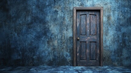 Dramatic Slammed Shut Door in a Dark Blue Jail Cell Background for Atmospheric Imagery