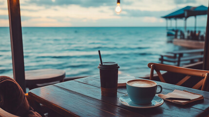 Cozy Cafe by the Sea Perfect for Work and Travel Enthusiasts with Scenic Views and Comfort