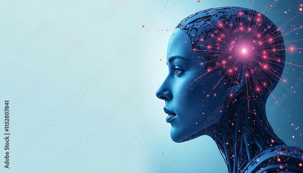 Poster ai brain neural network digital mind technology innovation future artificial intelligence cyborg