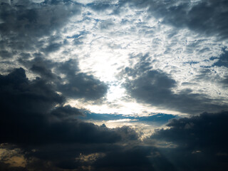 Cloud storm sky dark halloween background rain lightning thunder stoumy typhoon Nature light scene...