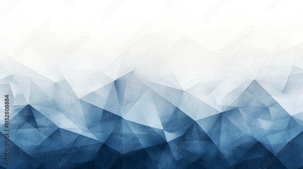 Poster stylized abstract mountain range with soft gradients and geometric shapes in shades of blue and whit