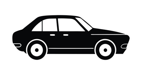Fototapeta premium Car side view silhouette illustration. Modern vehicle vector design. Black and white car graphic. Minimalist automobile icon