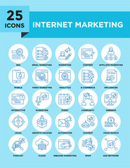 Internet Marketing icon collection set. Containing design online, business, internet, marketing, technology, digital	