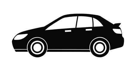 Car side view silhouette illustration. Modern vehicle vector design. Black and white car graphic. Minimalist automobile icon