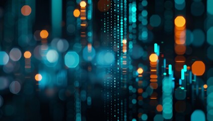 Digital backdround ideal for technological operations, neural networks teal and orange dot color