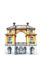 Elegant Hand-Drawn Illustration: Detailed Architectural Archway Design. AI Generated