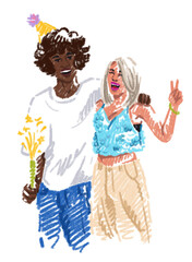 A man and a woman pose for a photo at a party