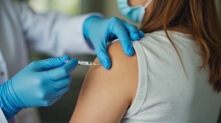 healthcare professional administering a flu shot to a patient