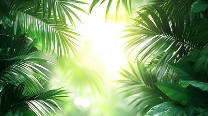Palm leaves on a white background with copy space