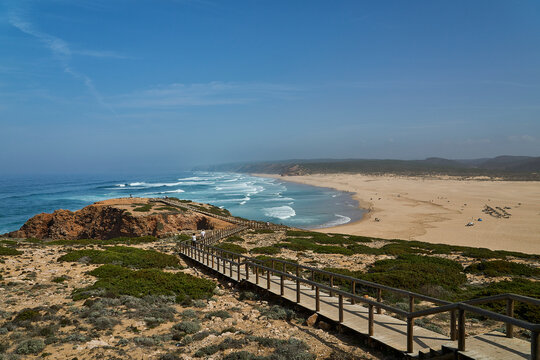 Wooden Walkway To Praia Do Bordeira Beach, Portugal