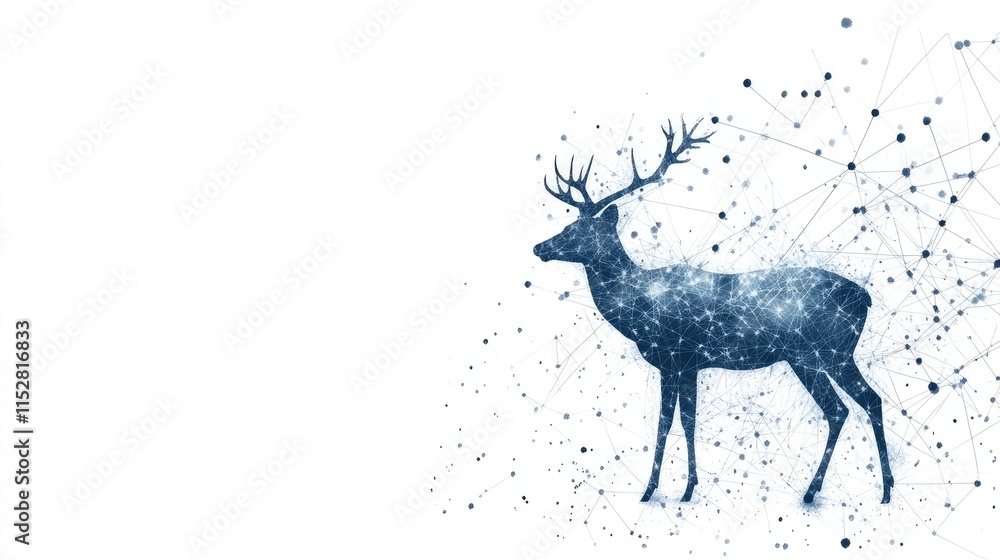 Aufkleber abstract representation of a deer made from interconnected dots and lines, symbolizing nature and te