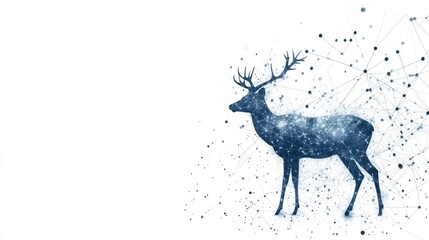 Abstract representation of a deer made from interconnected dots and lines, symbolizing nature and technology in harmony