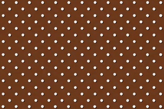 a close up of a brown and white dotted pattern with white dots