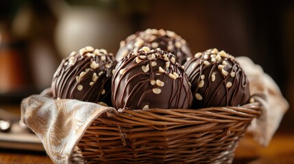 Decadent Chocolate Truffles Decorated with White Chocolate Drizzle