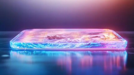 futuristic holographic data display - neon lighting