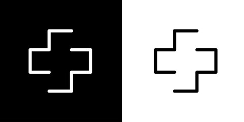 Plus icon. Plus sign. Added logo. Addition. Black logo. Draw lines. Silhouette