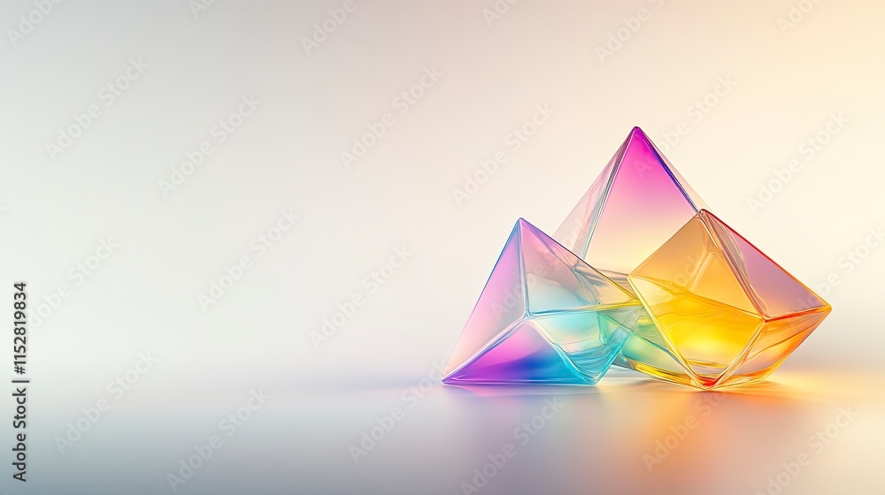 Aufkleber colorful glass pyramids with a soft gradient background create an enchanting and modern aesthetic in