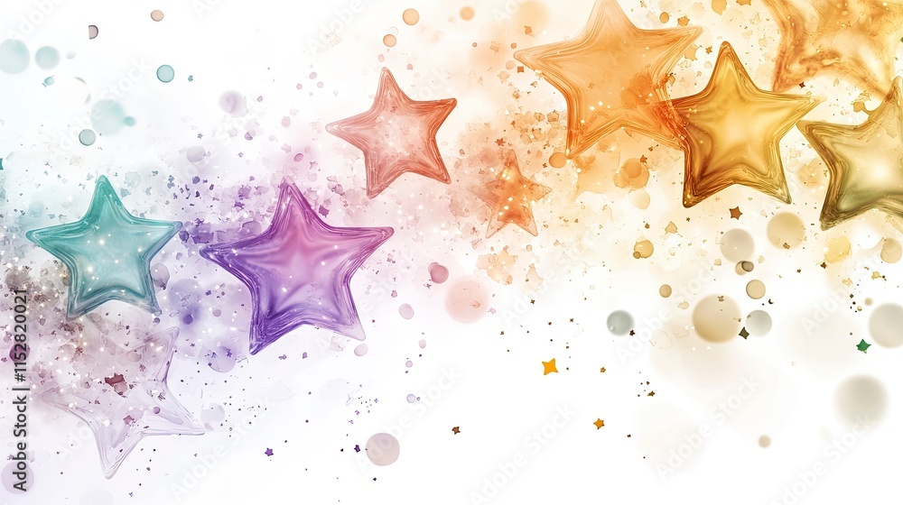 Poster colorful abstract background with shiny stars and bokeh effects creating a festive atmosphere for ce