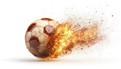 A soccer ball engulfed in flames, depicting speed and intensity in sports.