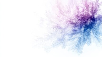 Abstract fractal pattern with delicate purple and blue hues radiating from a central focal point in soft, flowing design